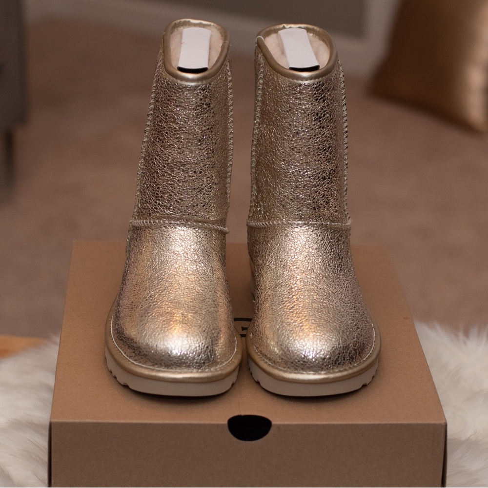 Ugg Classic Short Metallic Sparkle Leather Boots